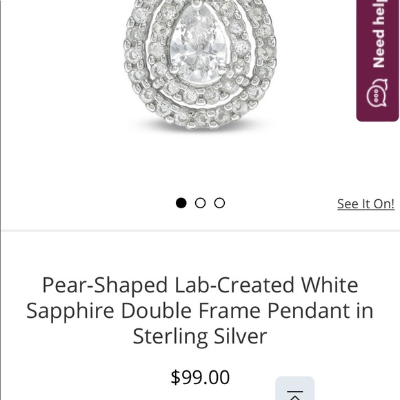 NEW Peoples Jewellers White Sapphire Double Frame Pendant in Sterling Silver - Picture 6 of 8